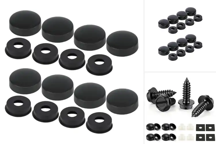 Detailed view of Best Black Caps License Plate Screws