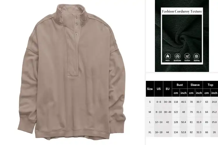 Detailed view of Best Button Henley Neck Sweatshirts For Winter