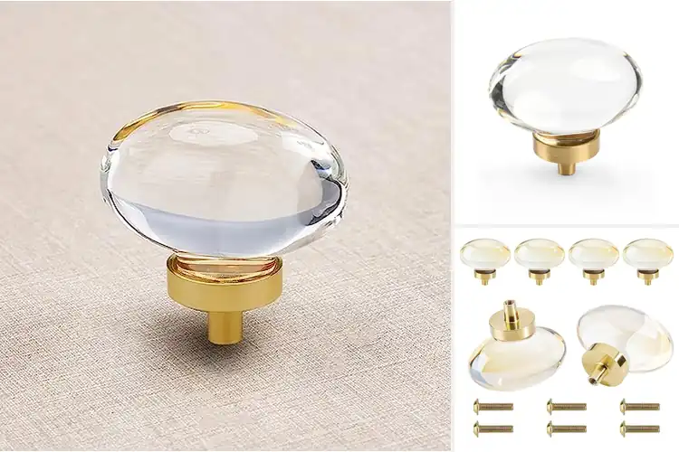 Detailed view of Best Oval Glass Knob With Gold Finish