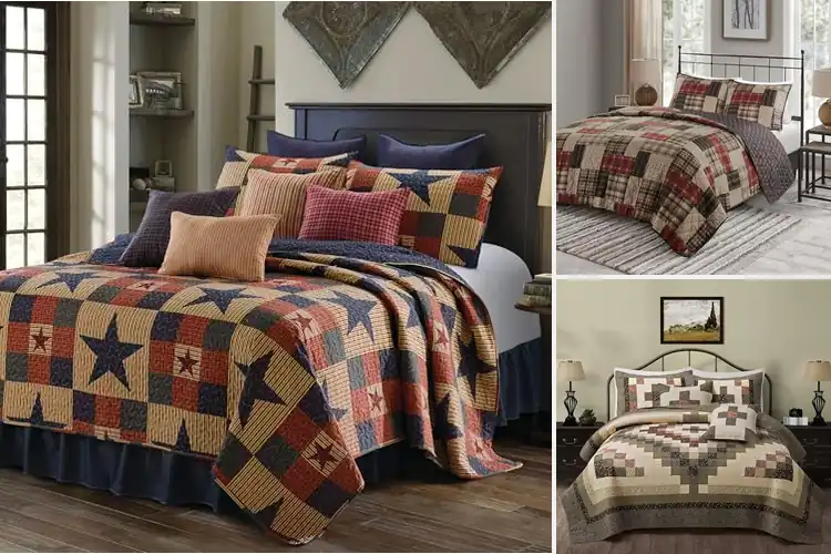 Detailed view of Best Primitive Country Patchwork Quilt Sets