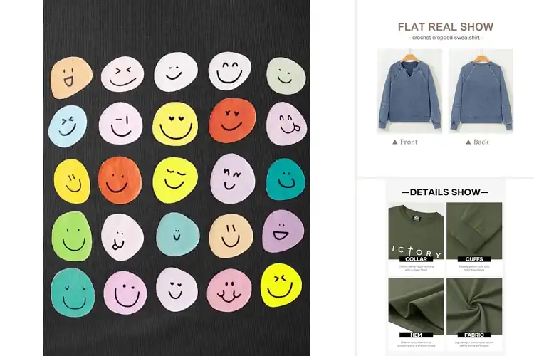 Detailed view of Best Vintage Ribbed Neckline Sweatshirts For Style